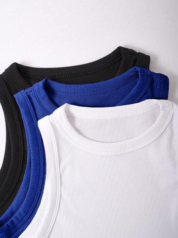 Teen Solid Pack of 3 Rib Fitted Tank Tops