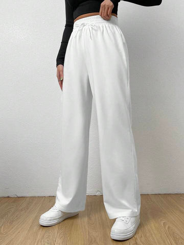 White High-Waist Wide-Leg Joggers