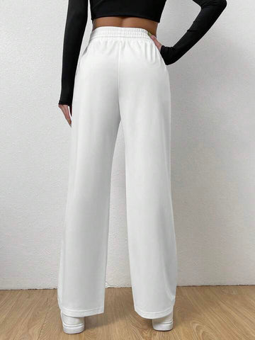 White High-Waist Wide-Leg Joggers