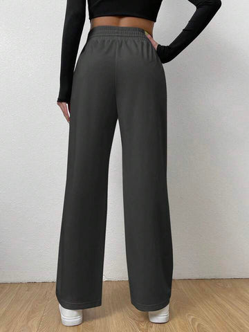 Smoke Grey High-Waist Wide-Leg Joggers