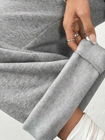 Heather Grey Drawstring Wide-Leg Cargo Joggers