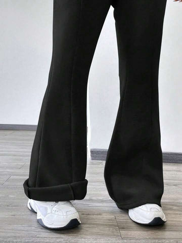 Black High-Waist Flared Joggers