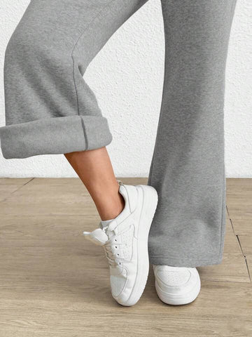 Heather Grey Drawstring Wide-Leg Sweatpants