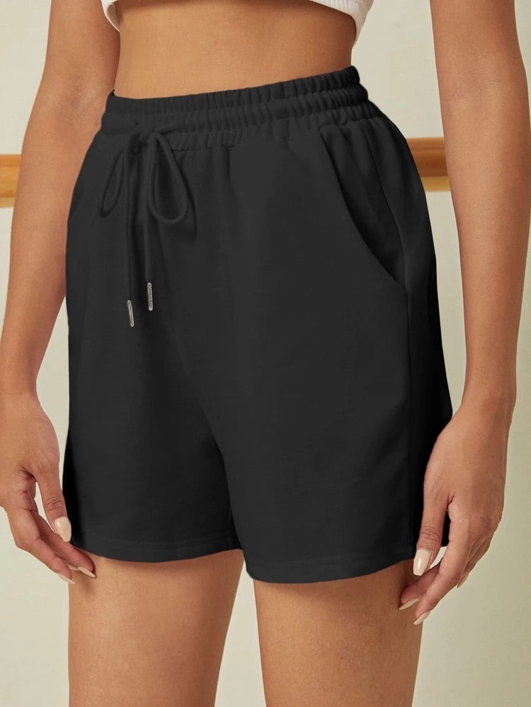 Teenage Drawstring Teen Solid Black Drawstring Waist Short – TEENTOPS