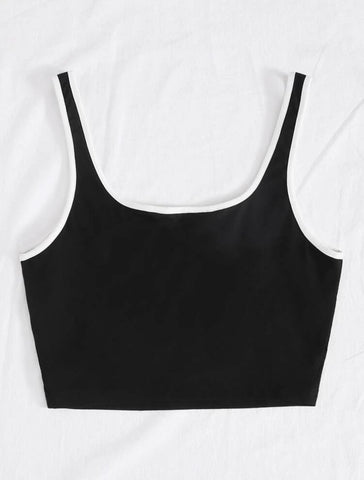Teen Solid Black Cotton Fitted Graphic Tank Tops