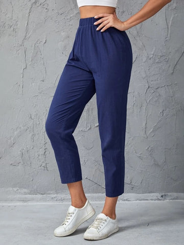 Teen Solid Navy Blue Cotton Trouser